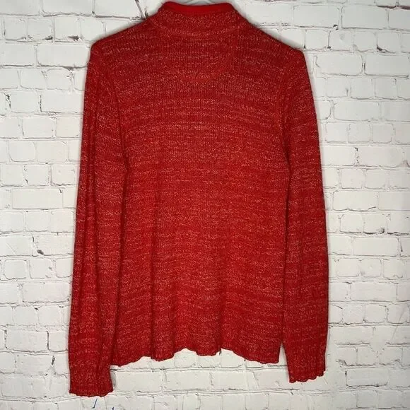 Woolrich Women’s Red/Yellow Wool Blend 1/4 Zip Long Sleeve Sweater Size L - Picture 4 of 8